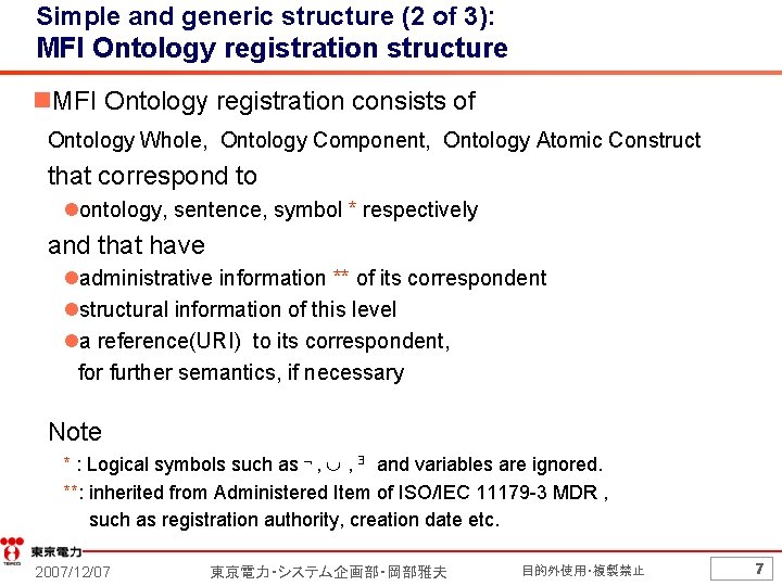Simple and generic structure (2 of 3): MFI Ontology registration structure n. MFI Ontology
