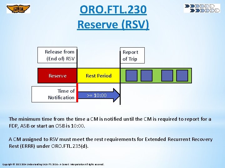 ORO. FTL. 230 Reserve (RSV) Release from (End of) RSV Report of Trip Reserve
