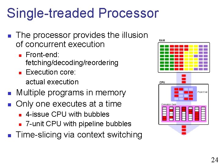 Single-treaded Processor n The processor provides the illusion of concurrent execution n n Multiple