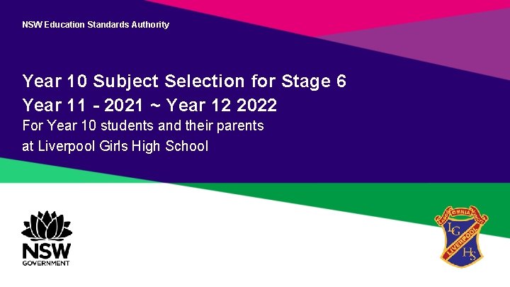 NSW Education Standards Authority Year 10 Subject Selection for Stage 6 Year 11 -