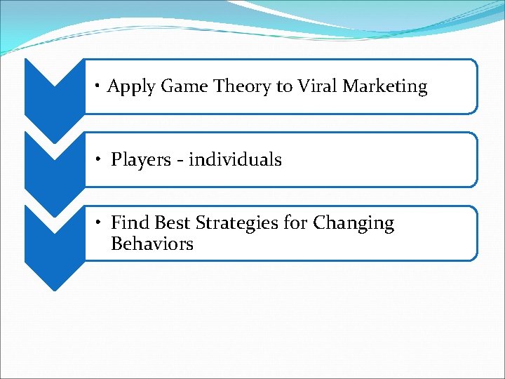  • Apply Game Theory to Viral Marketing • Players - individuals • Find