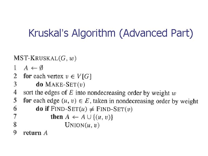 Kruskal’s Algorithm (Advanced Part) 