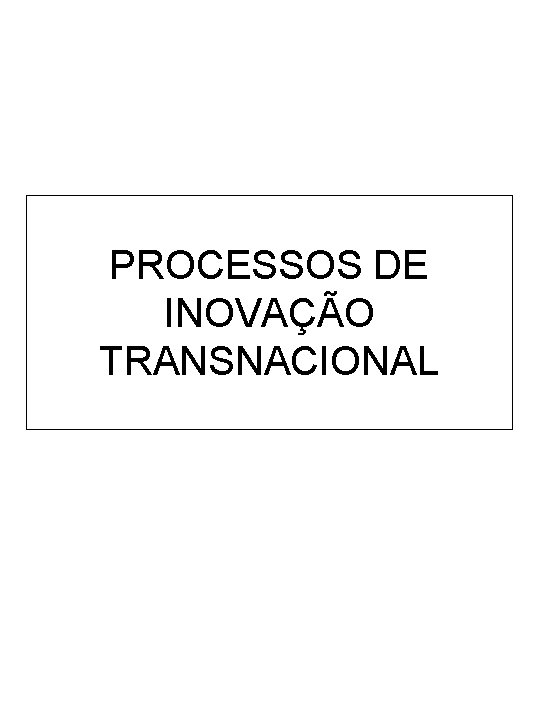 PROCESSOS DE INOVAÇÃO TRANSNACIONAL 