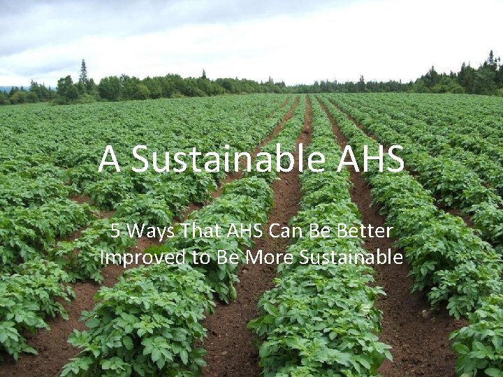 A Sustainable AHS 5 Ways That AHS Can Be Better Improved to Be More