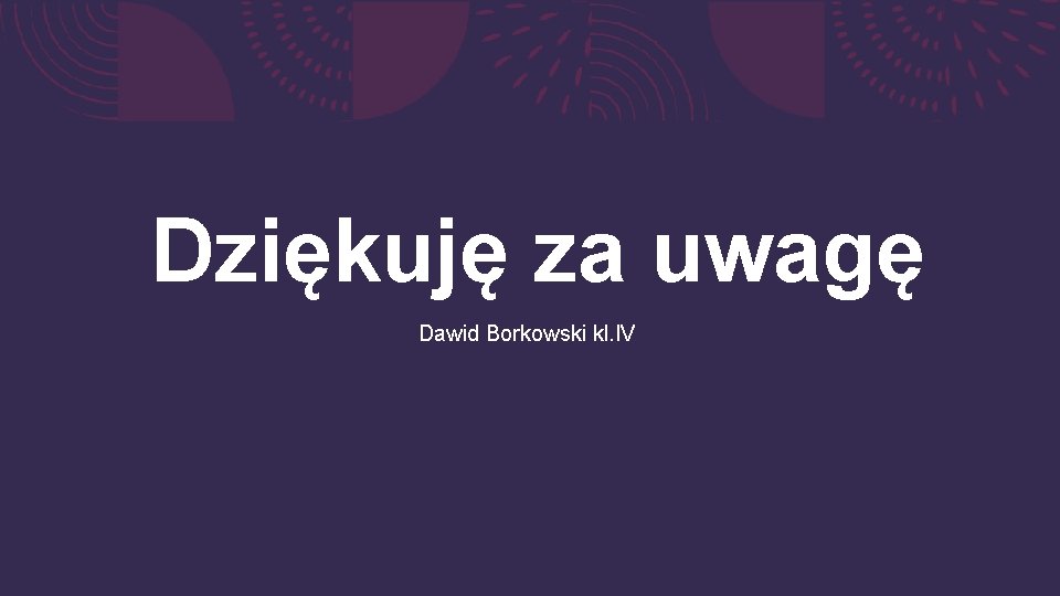 Dziękuję za uwagę Dawid Borkowski kl. IV 