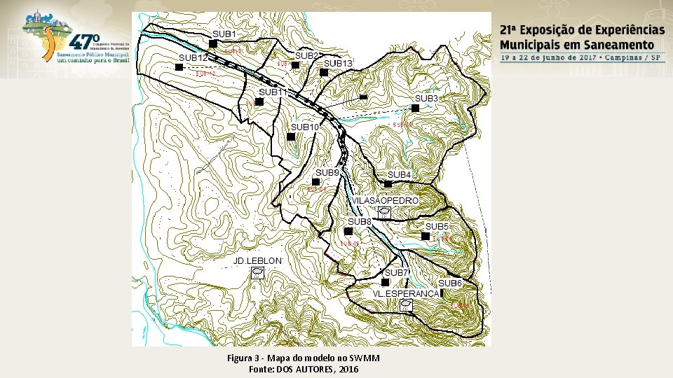 Figura 3 - Mapa do modelo no SWMM Fonte: DOS AUTORES, 2016 