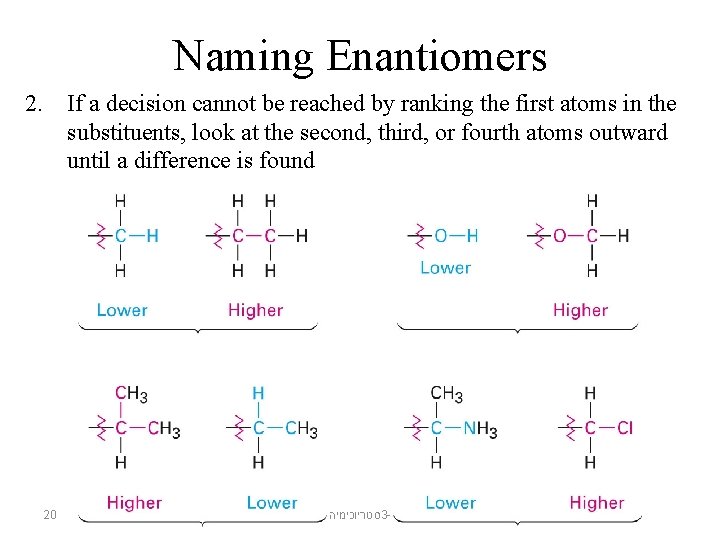 Naming Enantiomers 2. If a decision cannot be reached by ranking the first atoms