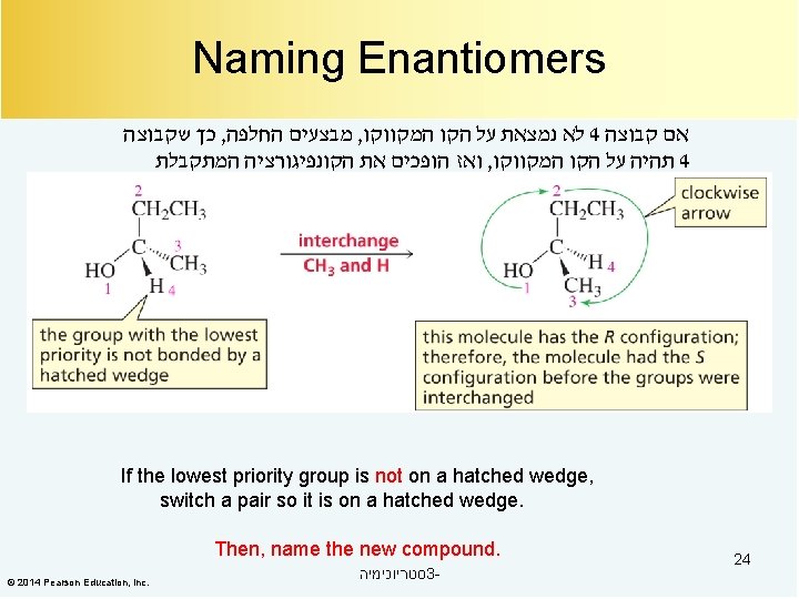 Naming Enantiomers כך שקבוצה , מבצעים החלפה , לא נמצאת על הקו המקווקו 4