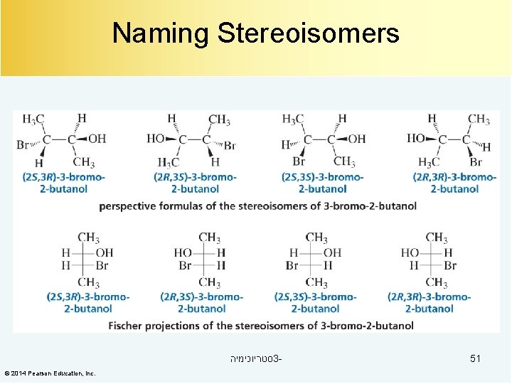 Naming Stereoisomers סטריוכימיה 3© 2014 Pearson Education, Inc. 51 