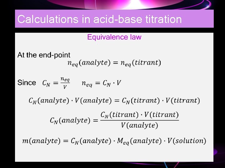 Calculations in acid-base titration • 