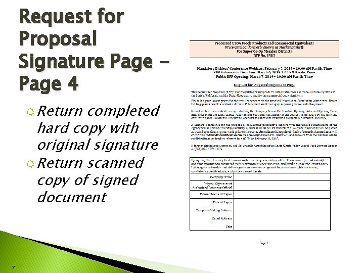 Request for Proposal Signature Page 4 R Return completed hard copy with original signature
