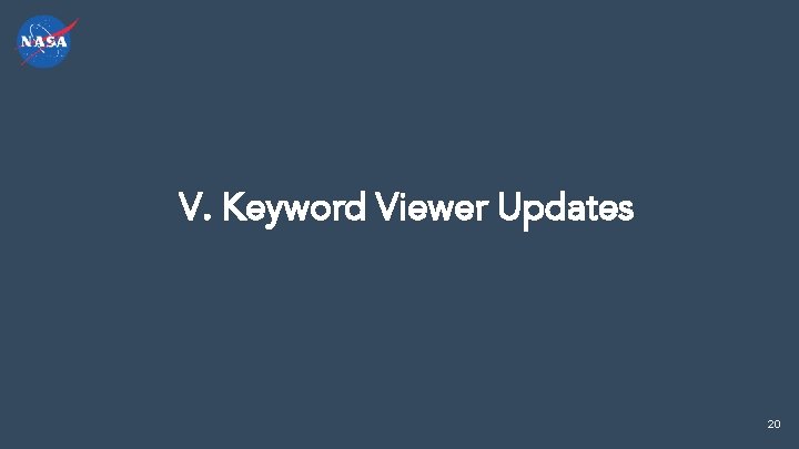 V. Keyword Viewer Updates 20 