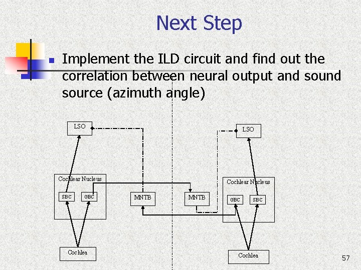 Next Step n Implement the ILD circuit and find out the correlation between neural