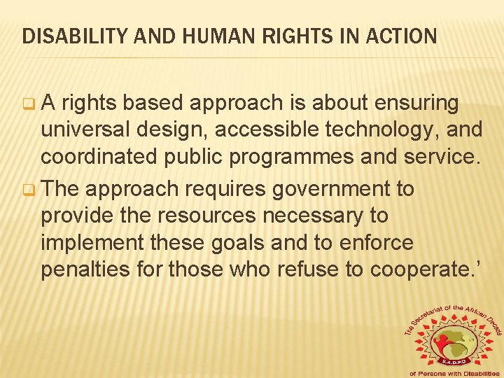 DISABILITY AND THE RIGHT TO DEVELOPMENT MOVING POLICY
