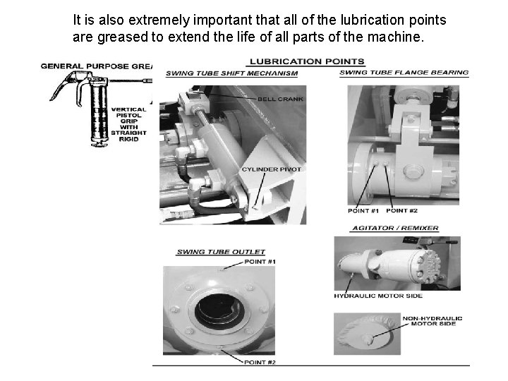 It is also extremely important that all of the lubrication points are greased to