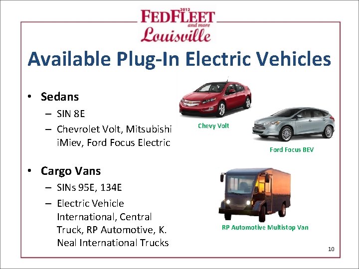 Available Plug-In Electric Vehicles • Sedans – SIN 8 E – Chevrolet Volt, Mitsubishi