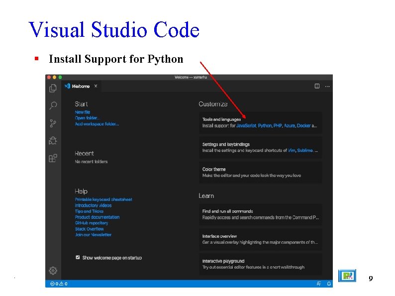 Visual Studio Code Install Support for Python . 9 