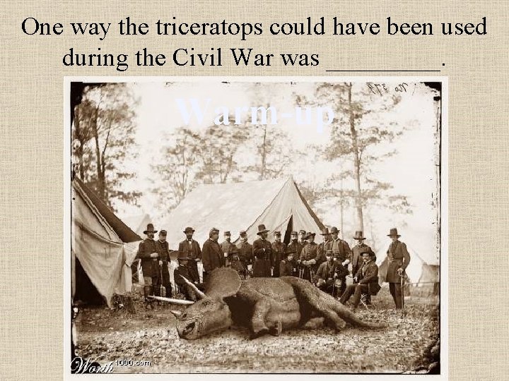 One way the triceratops could have been used during the Civil War was _____.