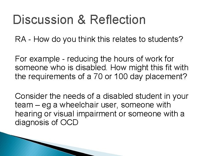 Discussion & Reflection RA - How do you think this relates to students? For