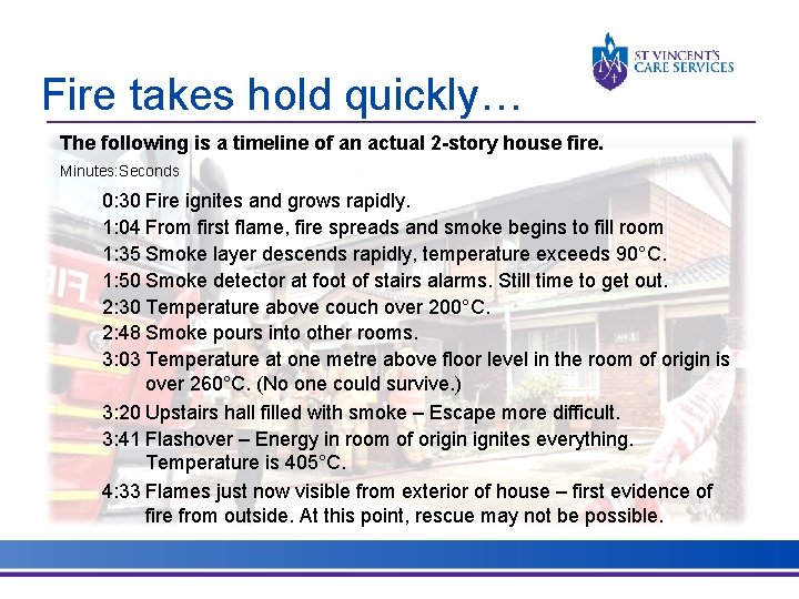 Fire takes hold quickly… The following is a timeline of an actual 2 -story Fire takes hold quickly… The following is a timeline of an actual 2 -story
