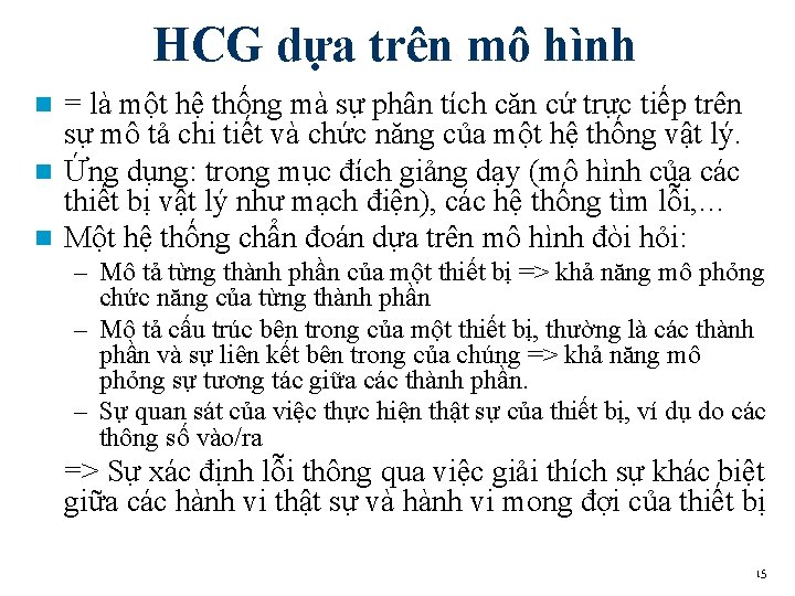 HCG dựa trên mô hình = là một hệ thống mà sự phân tích