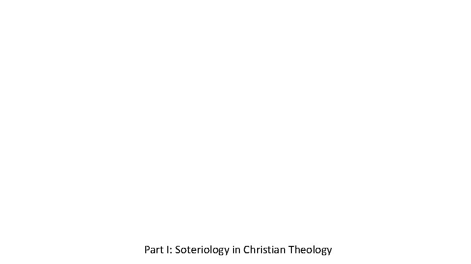 Part I: Soteriology in Christian Theology 