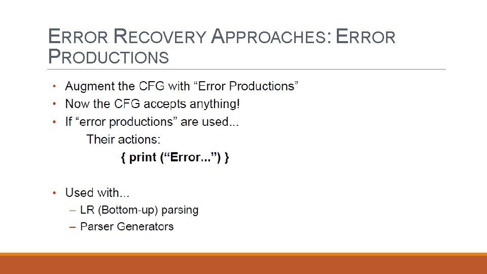 ERROR RECOVERY APPROACHES: ERROR PRODUCTIONS 