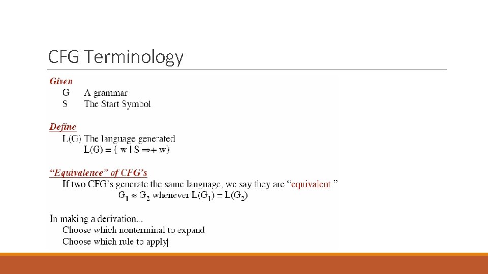 CFG Terminology 