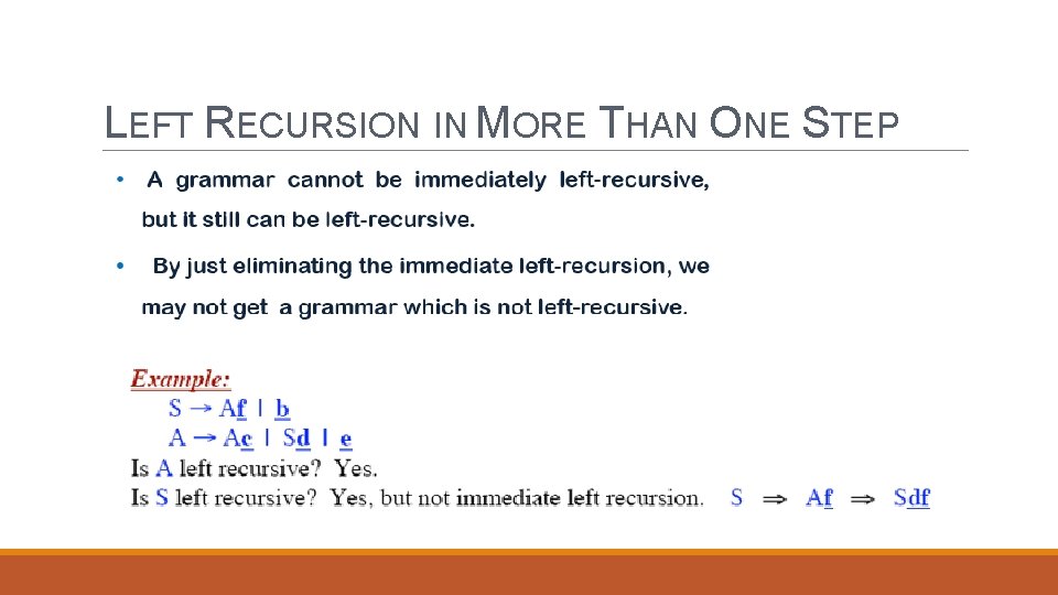 LEFT RECURSION IN MORE THAN ONE STEP 