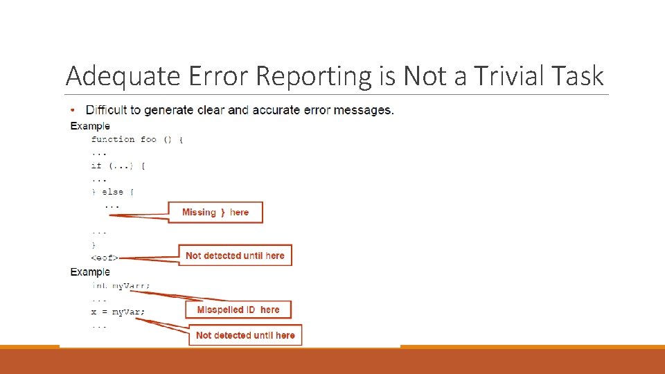 Adequate Error Reporting is Not a Trivial Task 