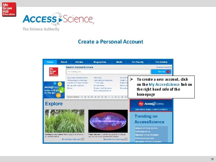 Create a Personal Account Ø To create a new account, click on the My