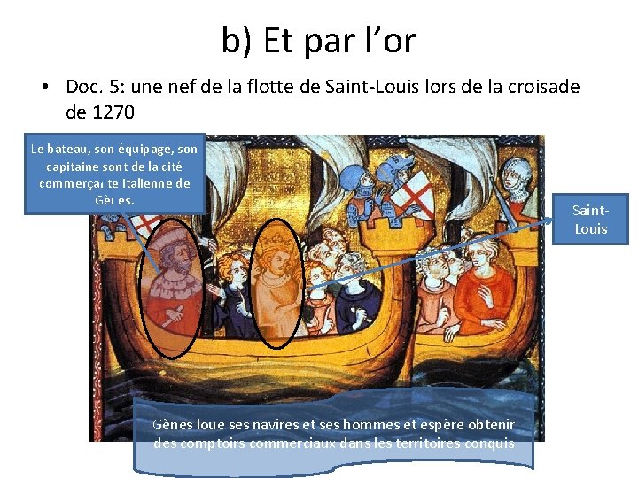b) Et par l’or • Doc. 5: une nef de la flotte de Saint-Louis