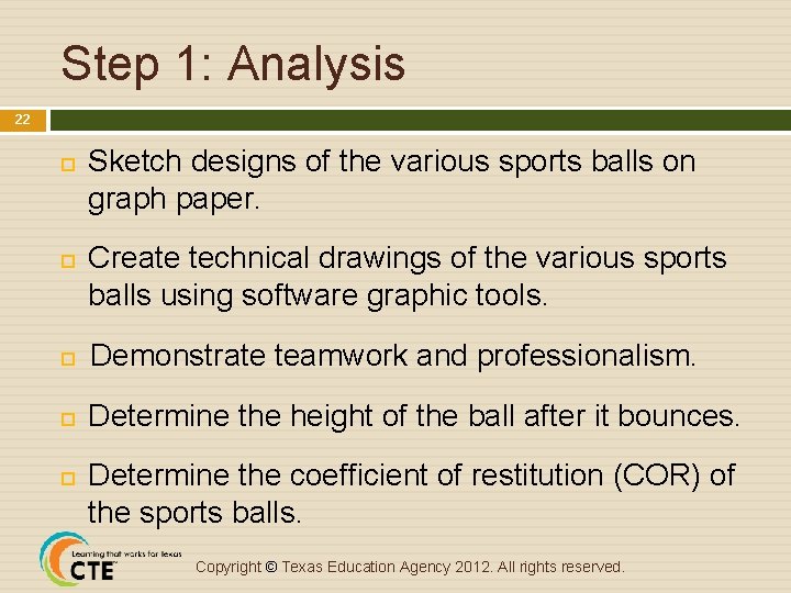 Step 1: Analysis 22 Sketch designs of the various sports balls on graph paper.