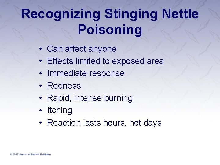 Recognizing Stinging Nettle Poisoning • • Can affect anyone Effects limited to exposed area Recognizing Stinging Nettle Poisoning • • Can affect anyone Effects limited to exposed area