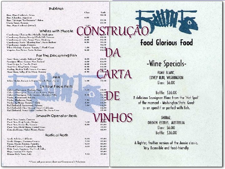 CONSTRUÇÃO DA CARTA DE VINHOS 