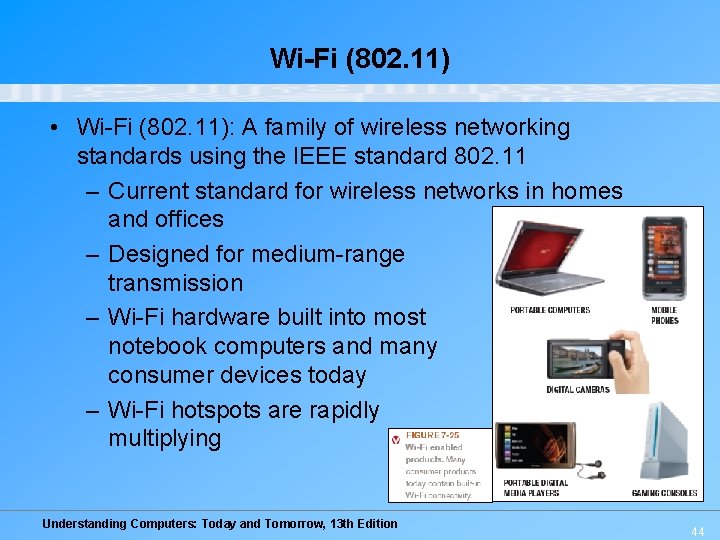 Wi-Fi (802. 11) • Wi-Fi (802. 11): A family of wireless networking standards using Wi-Fi (802. 11) • Wi-Fi (802. 11): A family of wireless networking standards using