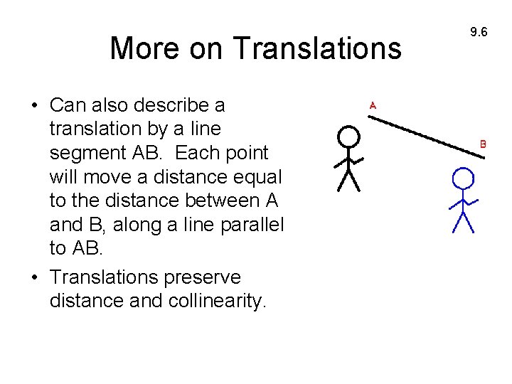 More on Translations • Can also describe a translation by a line segment AB.