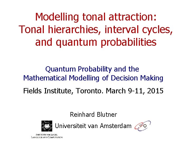 Modelling tonal attraction: Tonal hierarchies, interval cycles, and quantum probabilities Quantum Probability and the