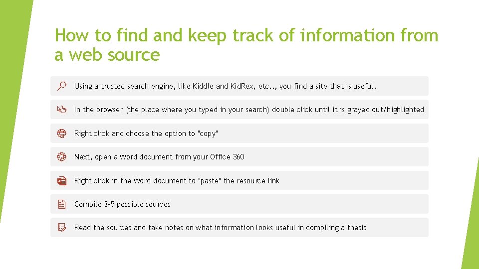 How to find and keep track of information from a web source Using a