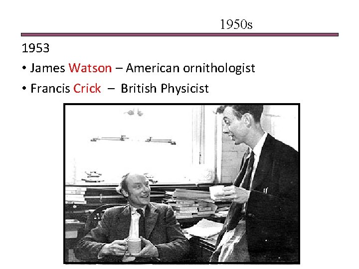 1600 s 1850 s 1900 s 1950 s 2000 s 1953 • James Watson