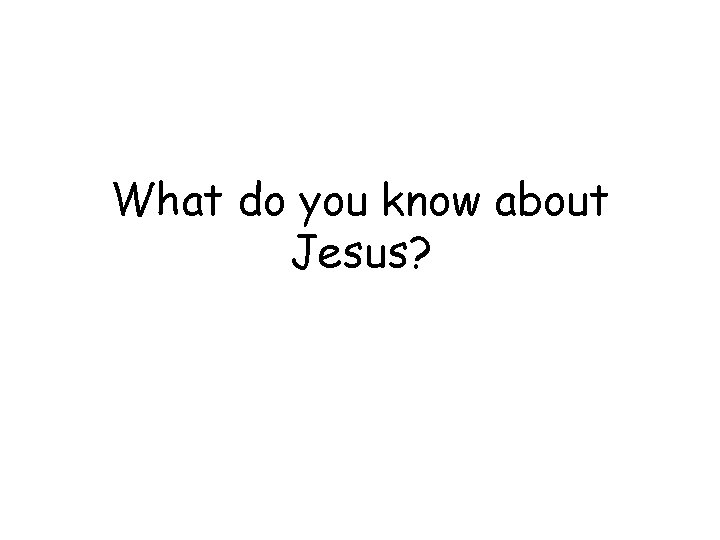 What do you know about Jesus? 