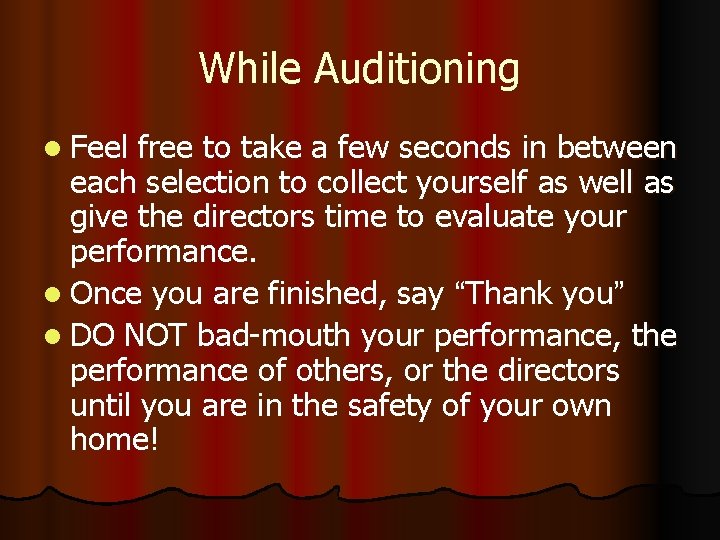 While Auditioning l Feel free to take a few seconds in between each selection