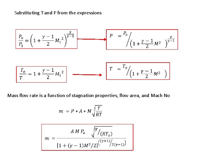 Substituting T and P from the expressions Mass flow rate is a function of