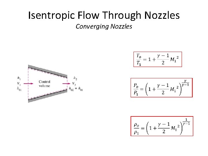 Isentropic Flow Through Nozzles Converging Nozzles 