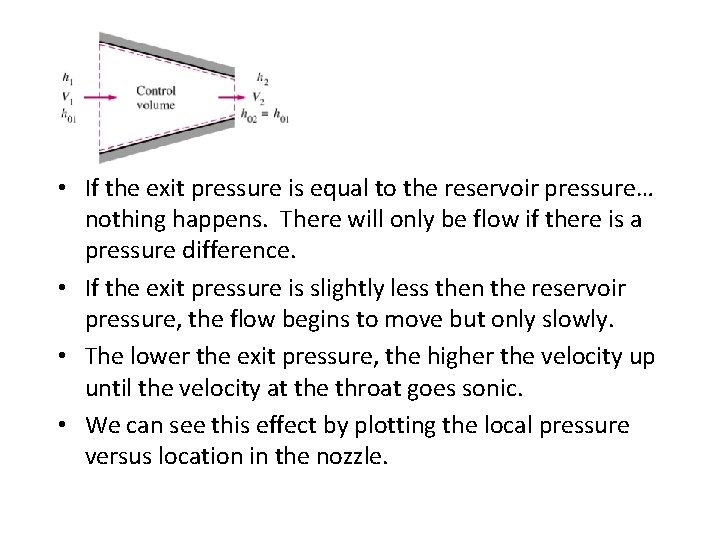  • If the exit pressure is equal to the reservoir pressure… nothing happens.