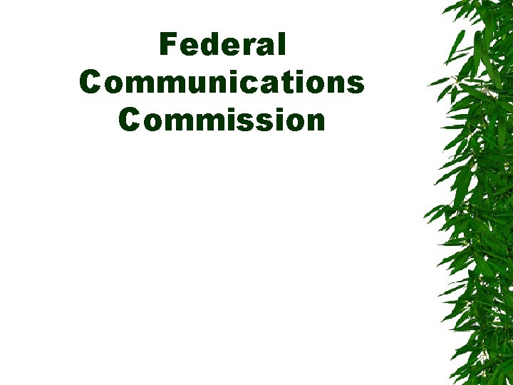 Federal Communications Commission Federal Communications Commission