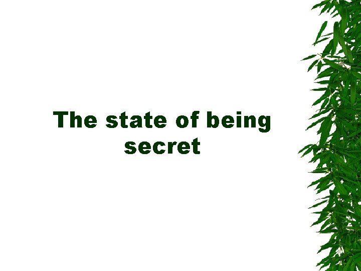 The state of being secret The state of being secret