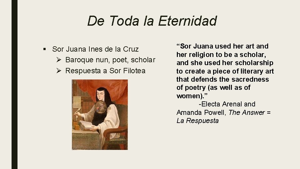De Toda la Eternidad § Sor Juana Ines de la Cruz Ø Baroque nun,