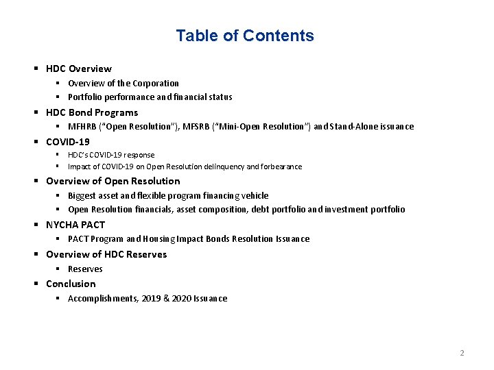 Presentation on New York City Housing Development Corporation