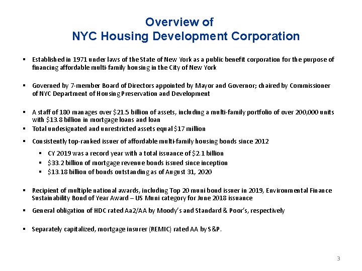 Presentation on New York City Housing Development Corporation